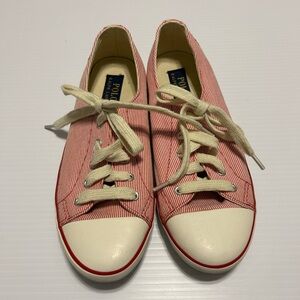 Polo Ralph Lauren Women’s Lace Pinstripe Preppy Casual Canvas Sneakers Size 8